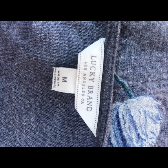 D4 Lucky Brand Bell Sleeve Knit Floral Shirt M - Picture 6 of 6